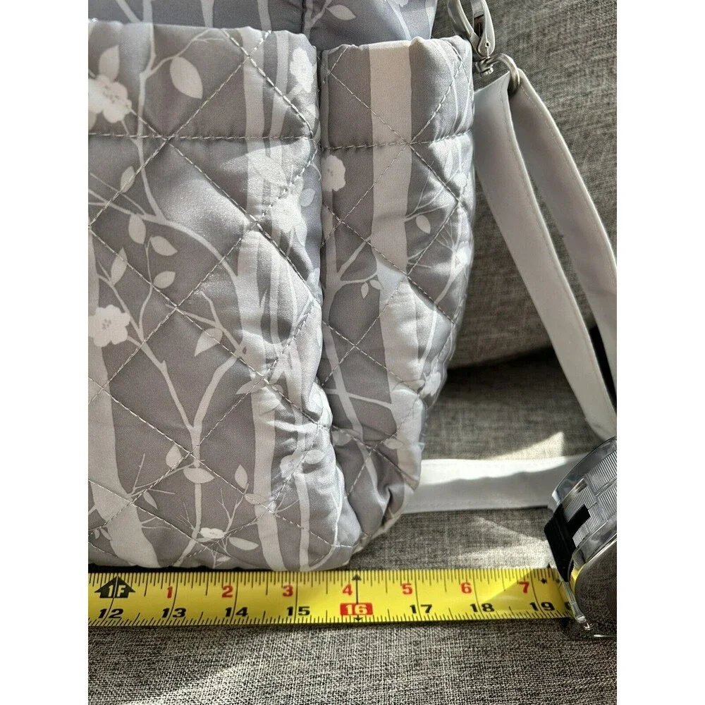 Laura Ashley Baby Gray Floral Diaper Bag Tote Changing Pad Pockets